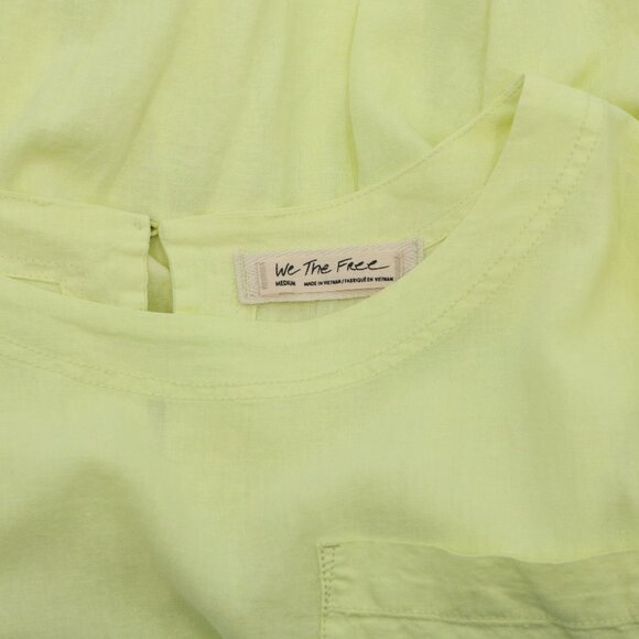 Free People Moon City Oversized Linen Swing Top Minted Lemonade Neon Yellow M - Picture 4 of 8